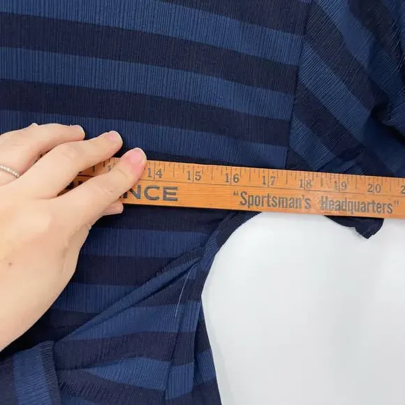 Gabby Skye Midi Striped Blue Dress Womens Medium Pockets - Picture 10 of 10